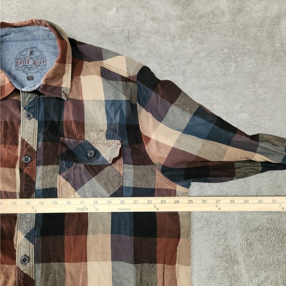 North River Men's XL Plaid‎ Long Sleeve Button Down Western Shirt - Picture 5 of 5